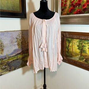 Karen Kane Light Pink Tassel Blouse